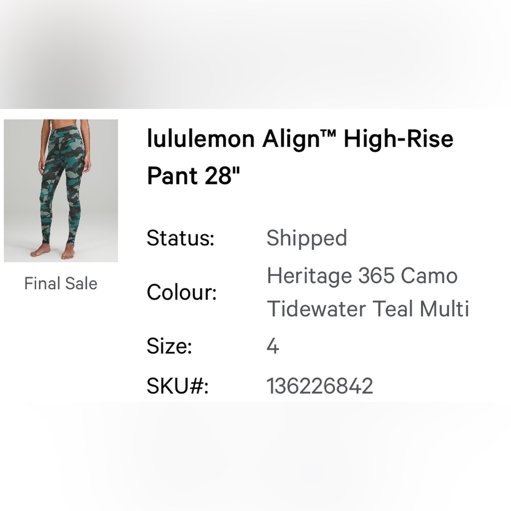 Lululemon Camo Align 28”